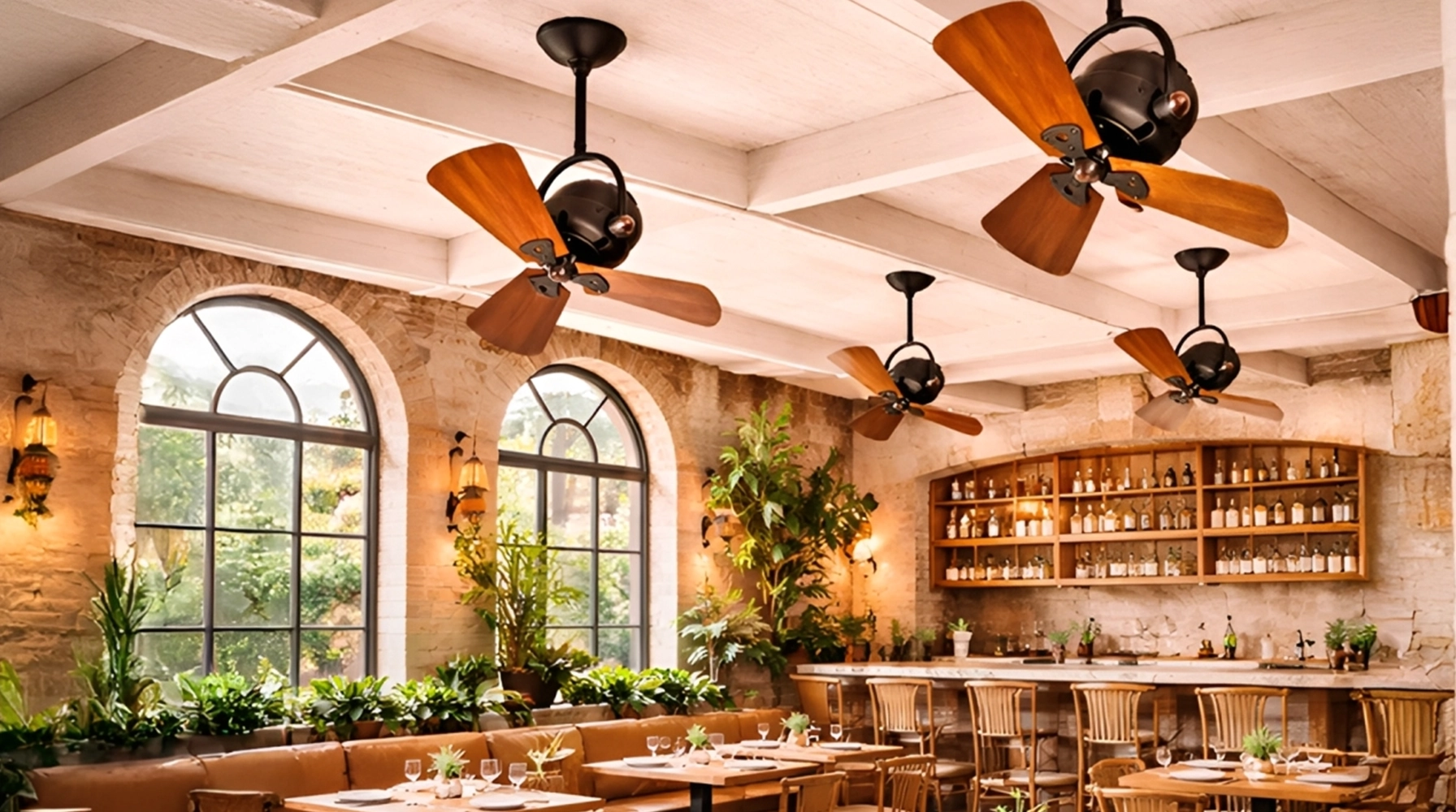 Ventilador de teto em um restaurante.
