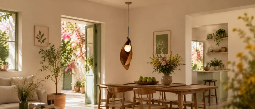 Pendente sobre uma mesa de jantar