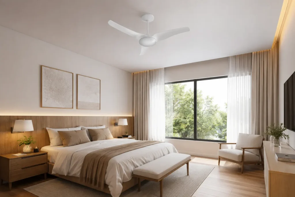 Ventilador com luz: quarto de casal