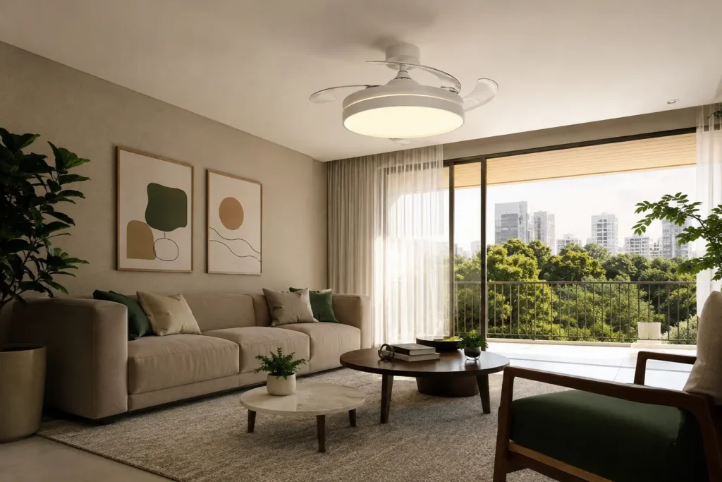 Ventilador com luz: sala de estar