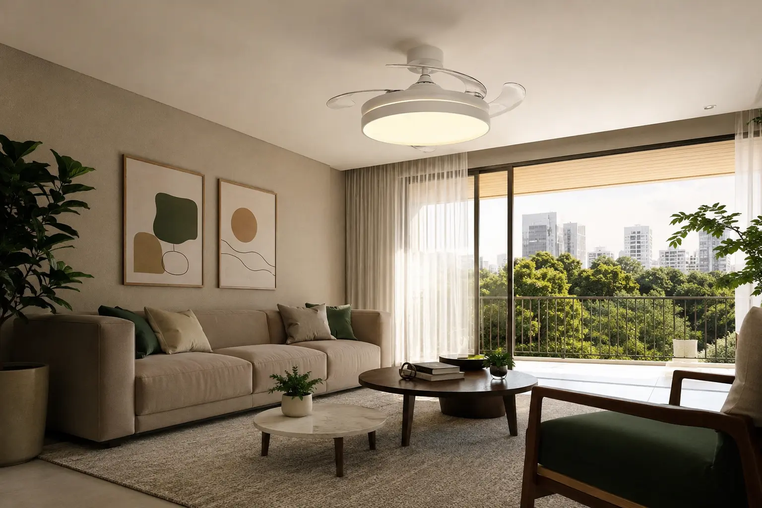 Ventilador com luz: sala de estar